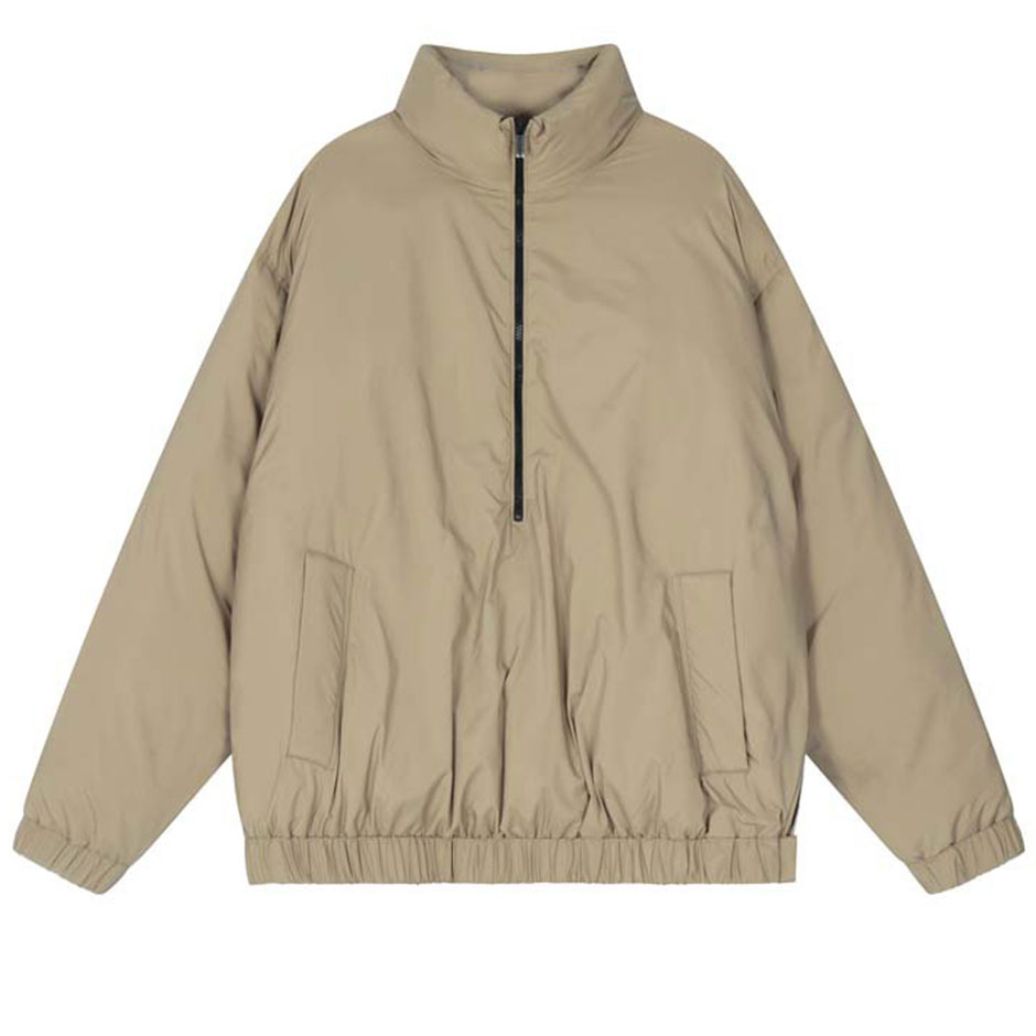 Nylon-Filled-Halfzip-Beige-Jacket