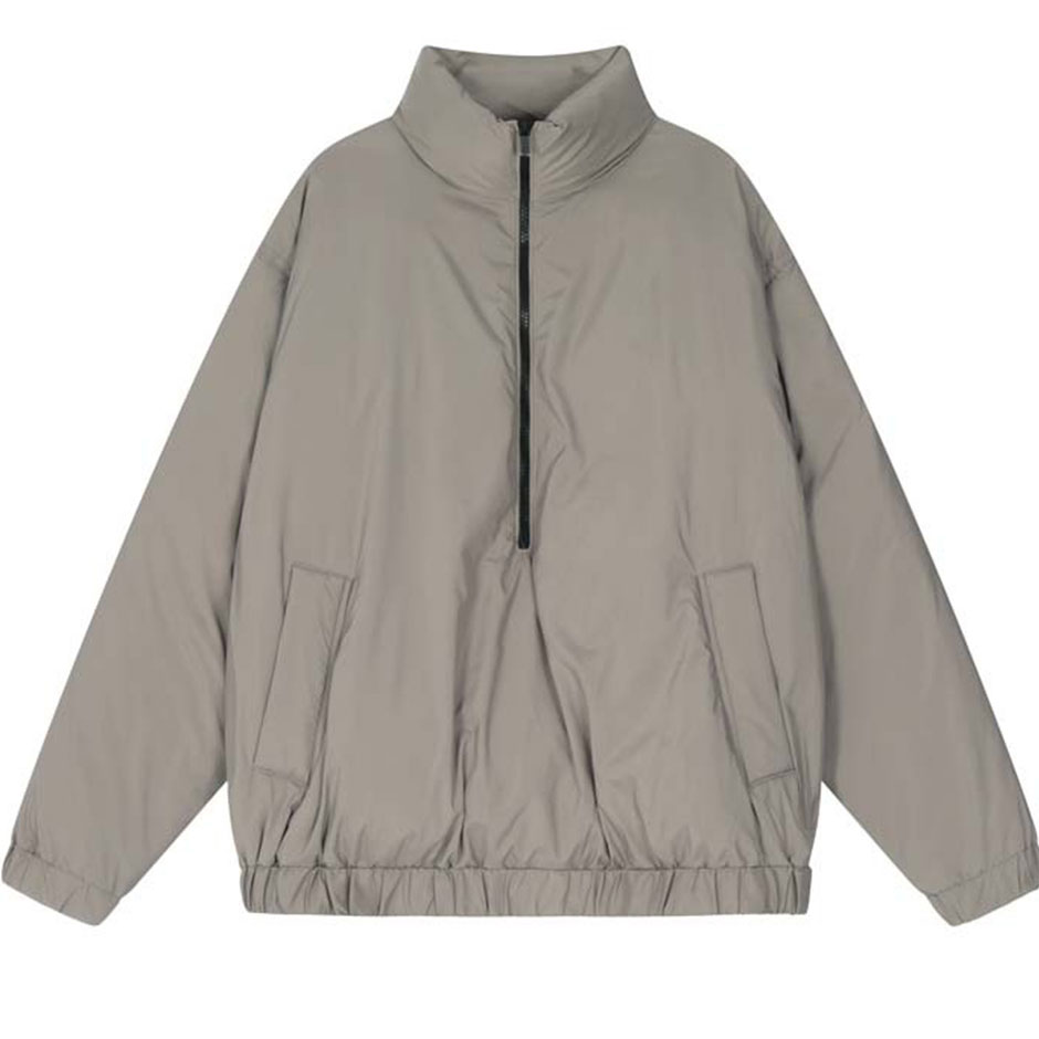 Nylon-Filled-Halfzip-Brown-Jacket