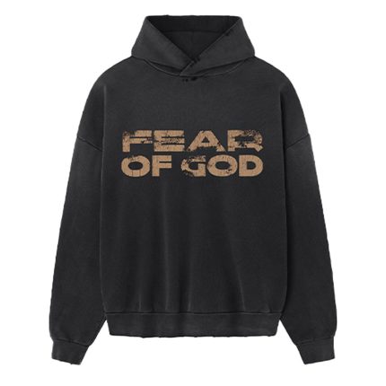 Logo Distressed Cotton Hoodie Black